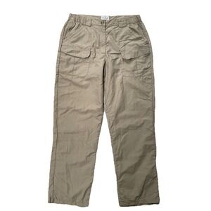 Women's L.L.Bean Outdoor Hiking Pants Medium Khaki Nylon Cargo Stretch Waist